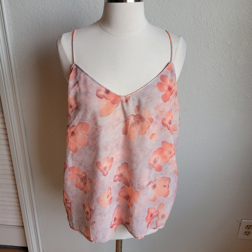 MNG Floral Coral Pink Spaghetti-Strap Cami